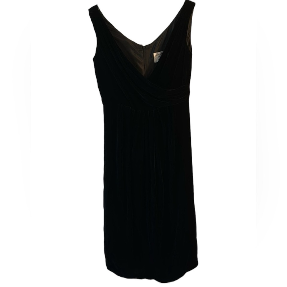 Vintage Carmen Marc Valvo Crushed Velvet Dress - Black, Size 10